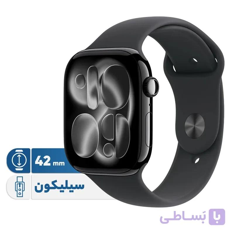 ساعت هوشمند اپل سری 11 مدل Aluminum Case سایز 42 میلی‌متر با نمایشگر OLED همیشه روشن، تراشه S10، پایش سلامت شامل فشار خون و کیفیت خواب، قابلیت تشخیص سقوط و تصادف، کنترل موسیقی و مکالمه بلوتوثی، سازگار با iPhone 11 به بعد و iOS 26 به بالا — تصویر 1