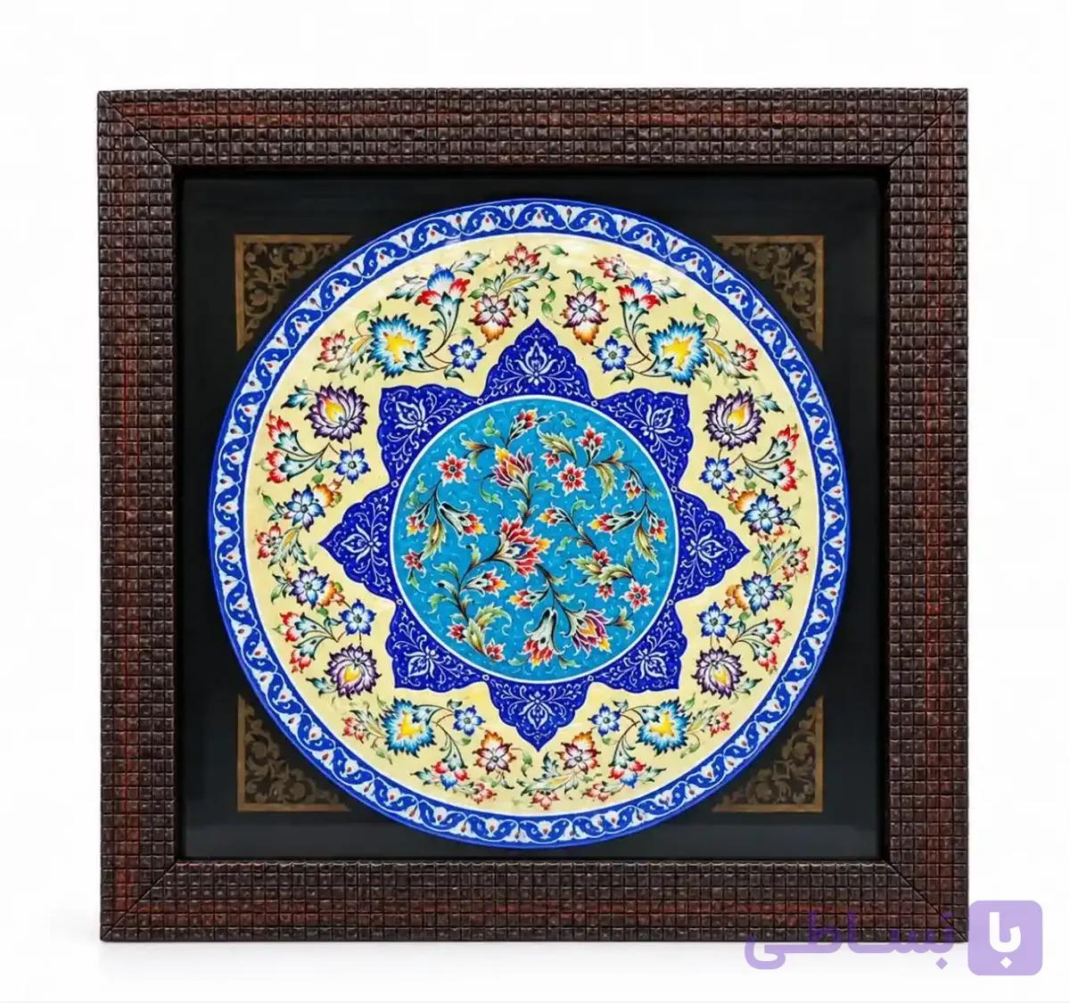بشقاب میناکاری با قاب پی وی سی