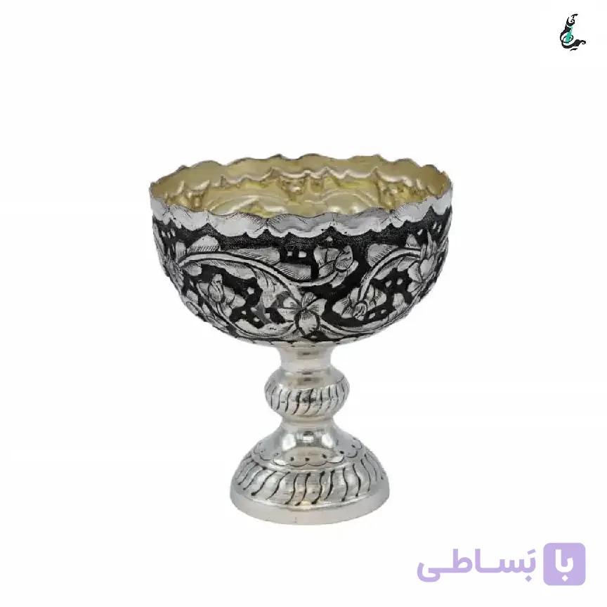 کاسه آجیل خوری قلمزنی طرح گل — تصویر 1