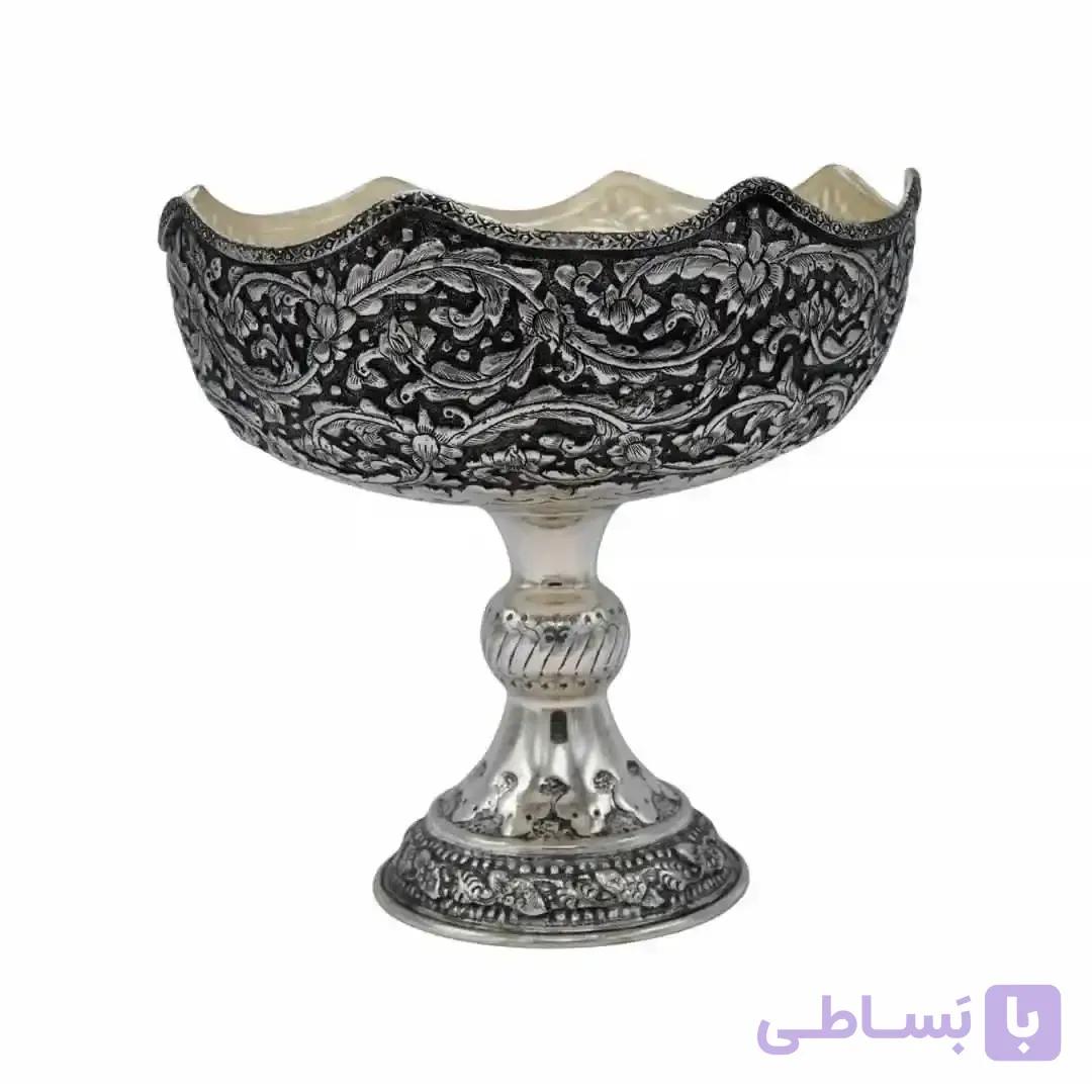 کاسه پایه دار قلمزنی — تصویر 1