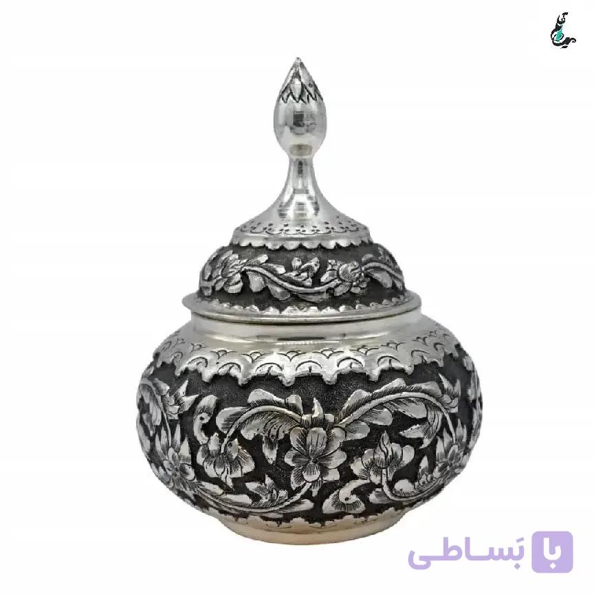 قندان یا شکلات خوری قلمزنی لیلی و مجنون — تصویر 1