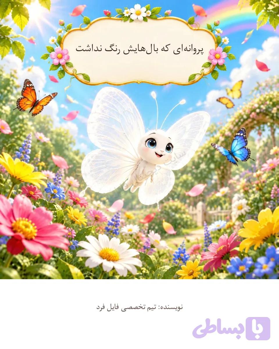 کتاب داستان کودکانه "پروانه ای که بال هایش رنگ نداشت". مختص گروه سنی الف و ب. کتاب آموزشی. فارسی. نسخه پی دی اف