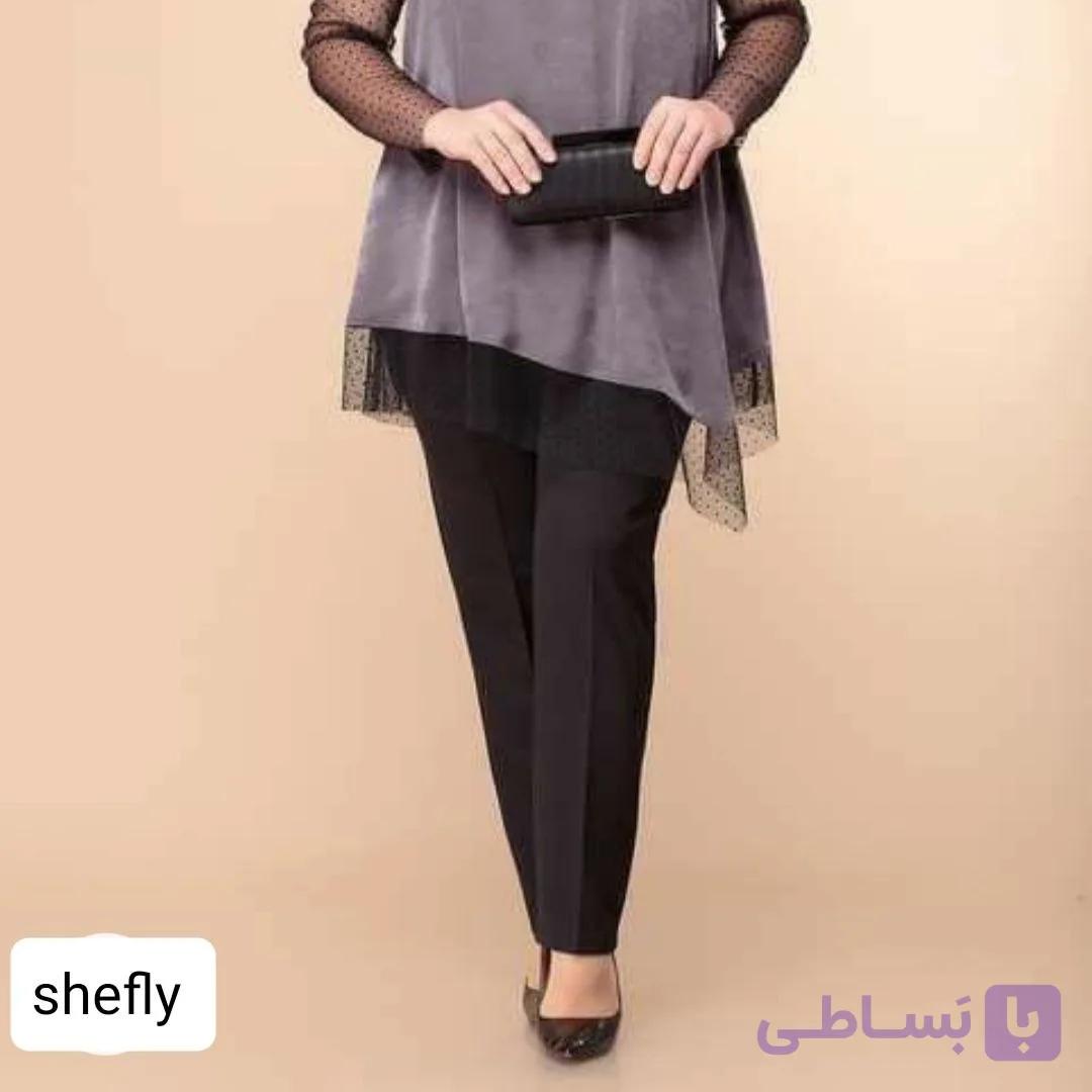 شلوار زنانه کرپ سوپر دابل کجراه راسته(۶عددی) — تصویر 1