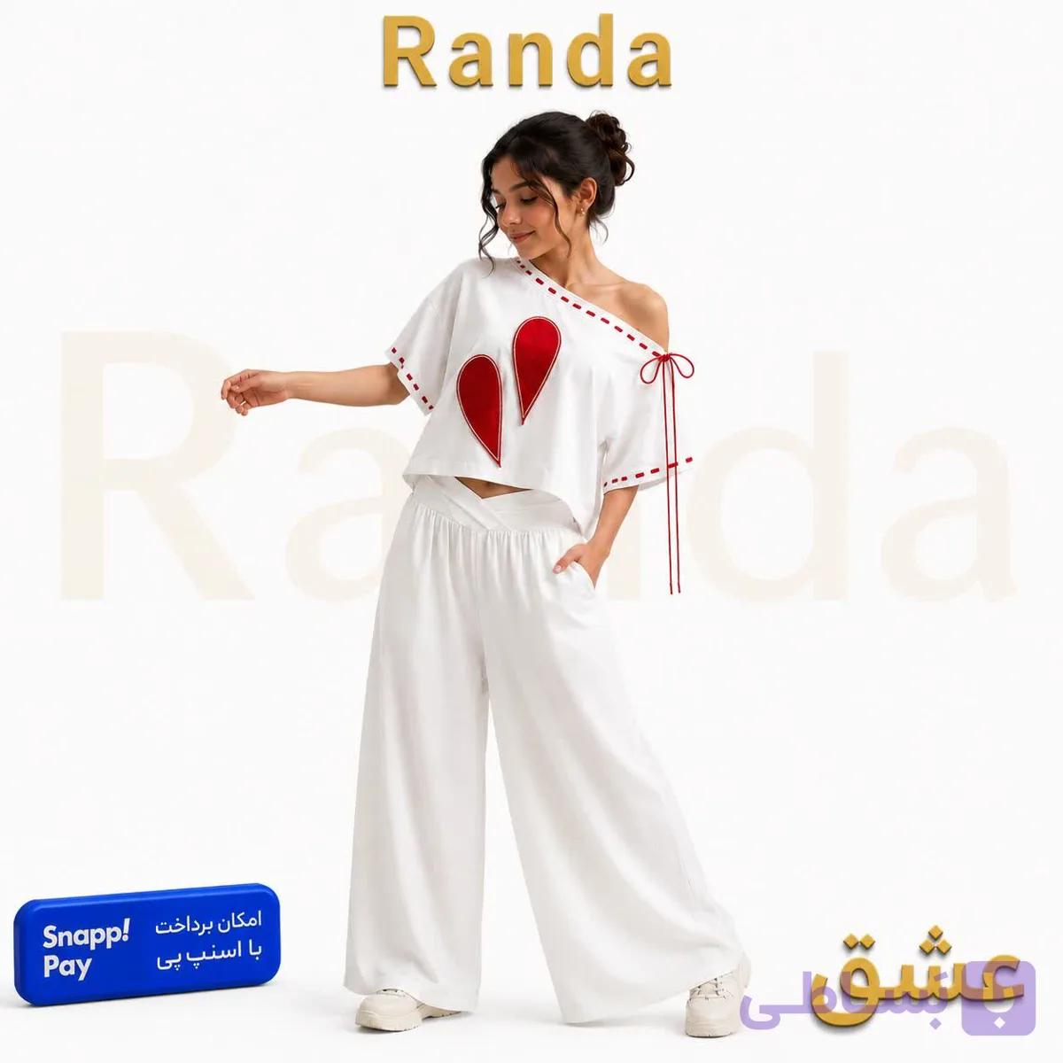 بلوز شلوار یقه رومی دخترانه شیک و مجلسی مدل عشق — تصویر 1