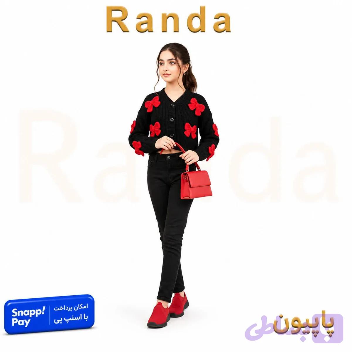 ژاکت کراپ شیک دخترانه مدل پاپیون قرمز