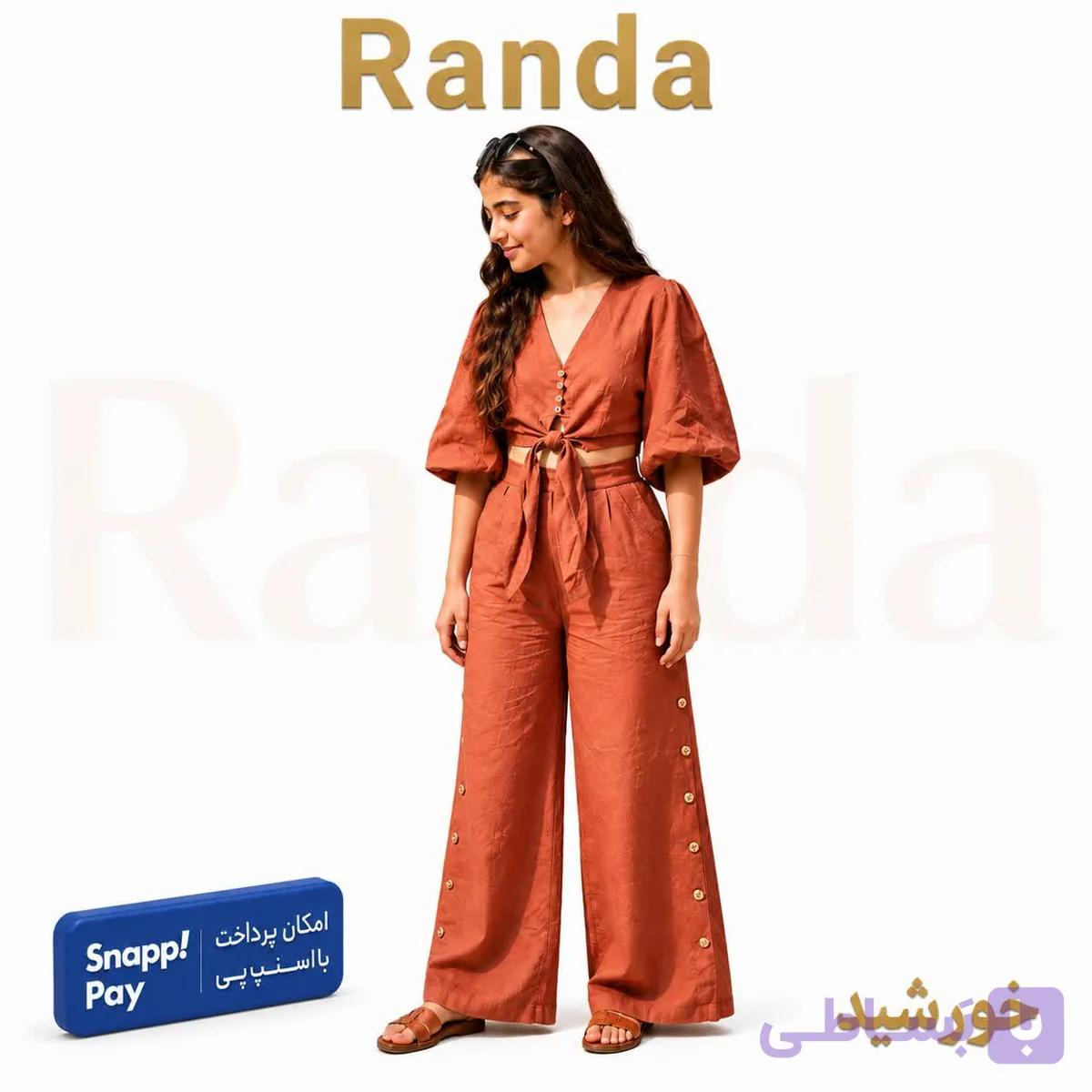 ست شومیز شلوار تابستانه جلو گره ای مدل خورشید