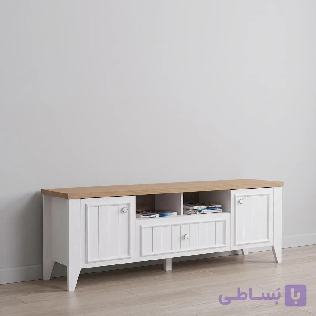 میز تلویزیون کلاسیک چوبی مدل سامان — تصویر 1