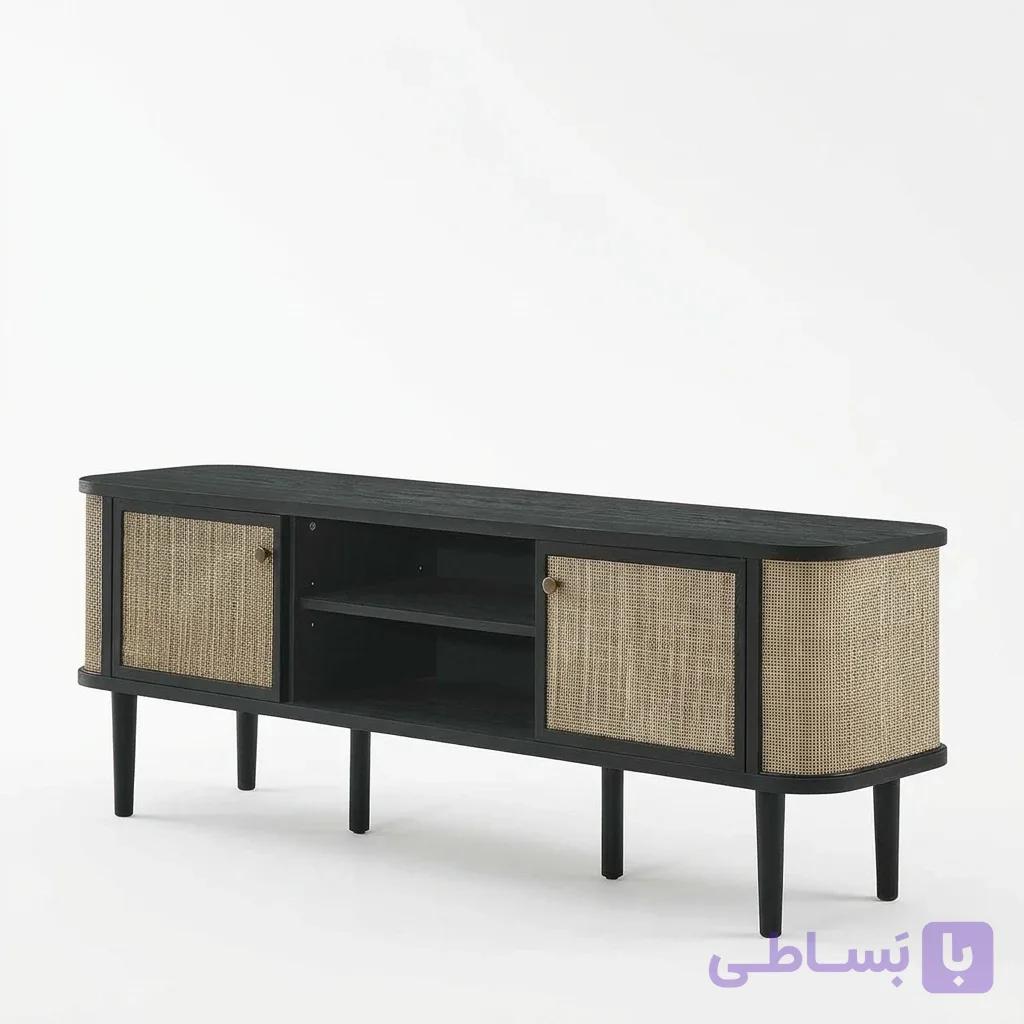 میز تلویزیون حصیری چوبی مدل پرهام — تصویر 1
