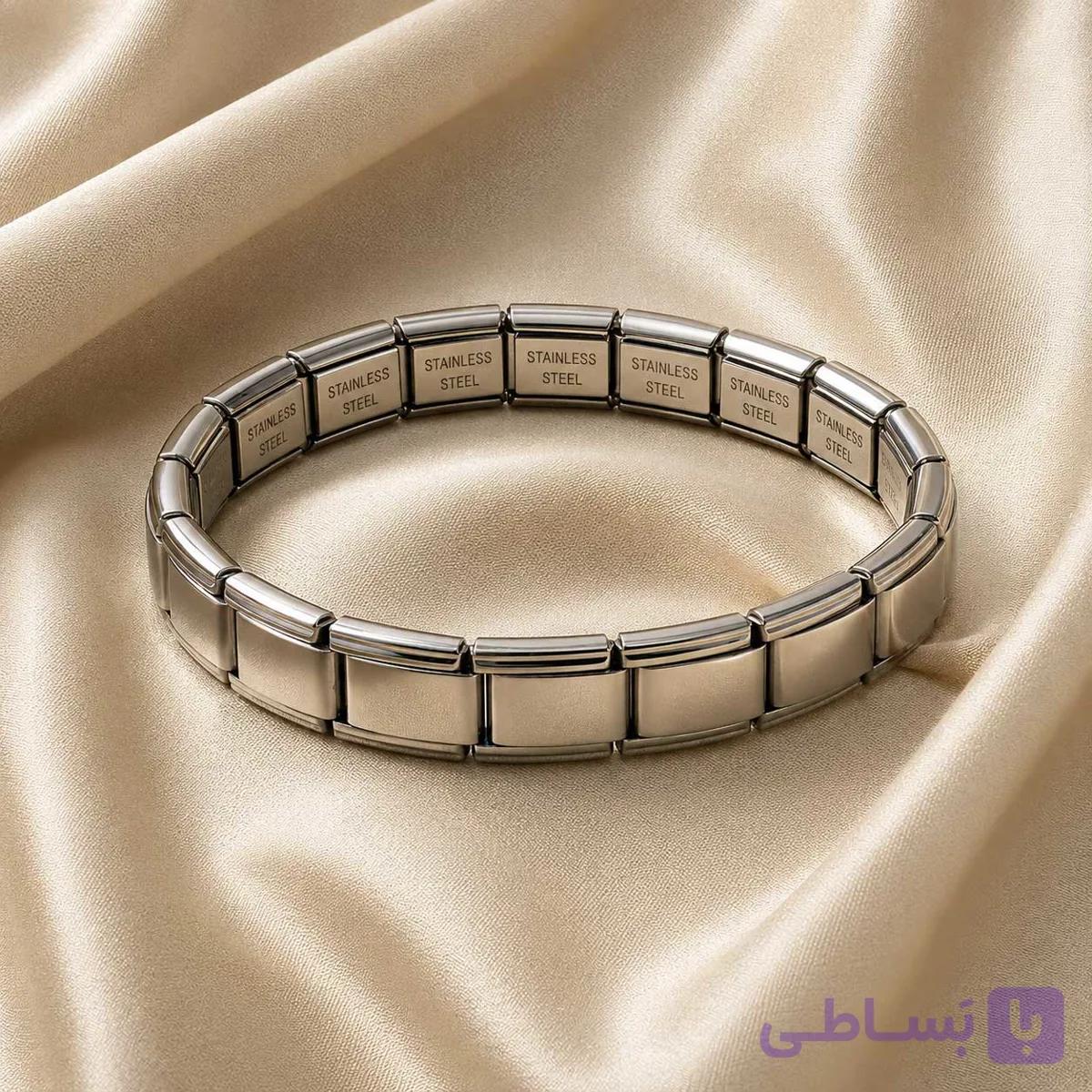 دستبند اسپرت نقره‌ای طرح نومینیشن با طراحی اصیل ایتالیایی