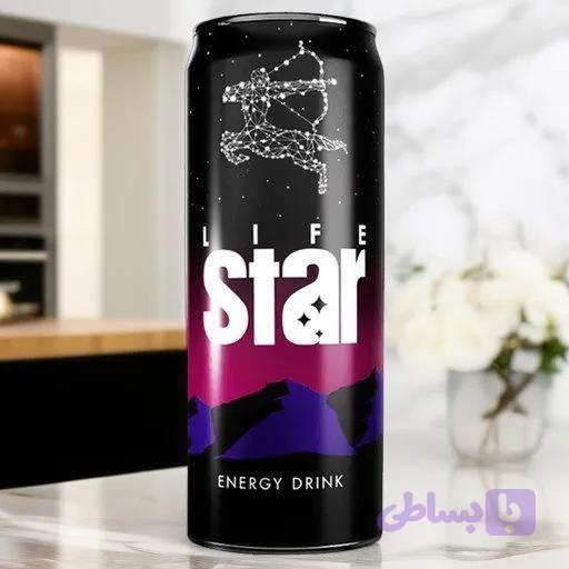 نوشابه انرژی زا گاز دار برند star با کافئین ، تائورین و ویتامین