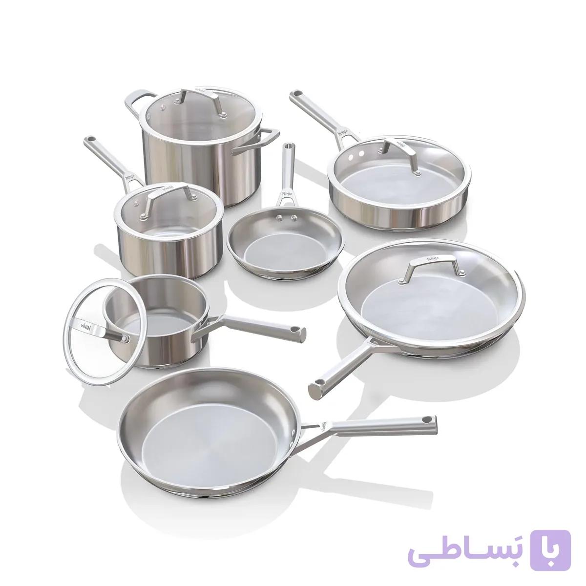 سرویس 7 تکه قابلمه و تابه استیل Ninja EverClad مدل C99012 | ساختار سه‌لایه — تصویر 1