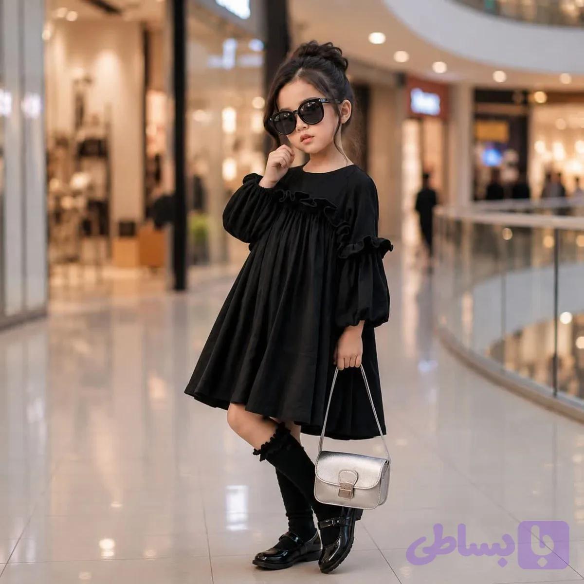 پیراهن دخترانه چین دار مشکی بارادکید کد11033(%15 تخفیف ویژه خرید نقدی ازطریق درگاه پرداخت سایت) — تصویر 1