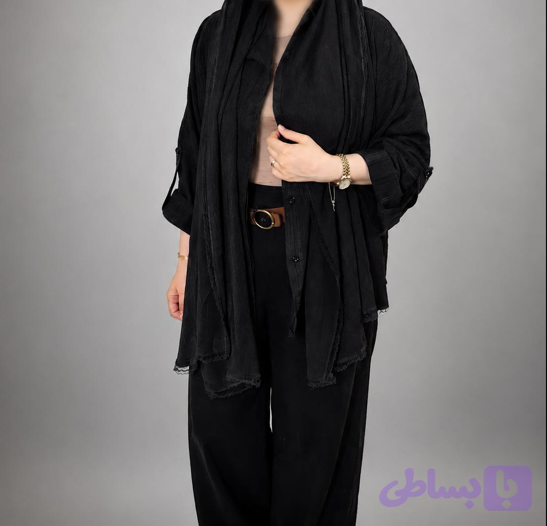 شومیز مشکی خط دار — تصویر 1