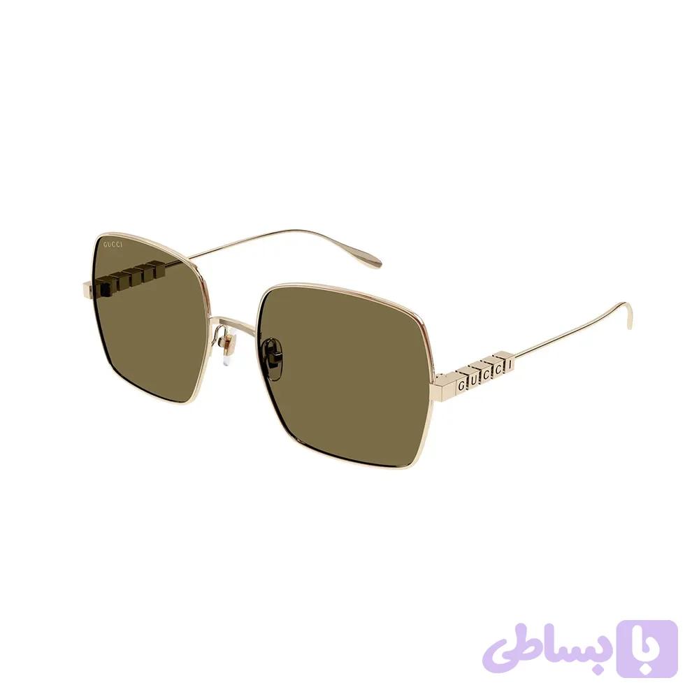 عینک آفتابی زنانه گوچی Gucci GG1434S 002 57 رزگلد با عدسی قهوه‌ای — تصویر 1