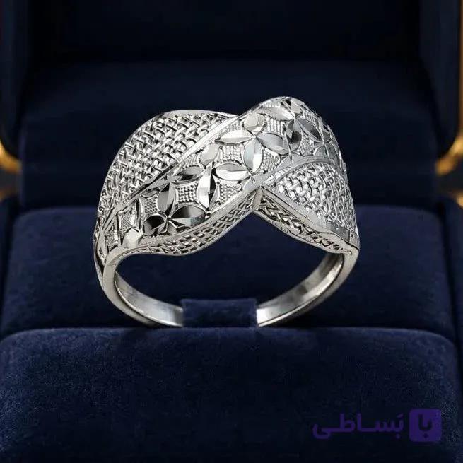 انگشتر نقره حلقه زنانه  طرح فیوژن کد 02