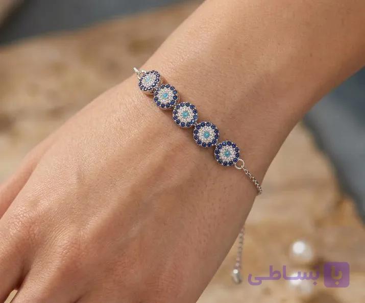 دستبند نقره زنانه طرح پشم نظر کد 127 — تصویر 1