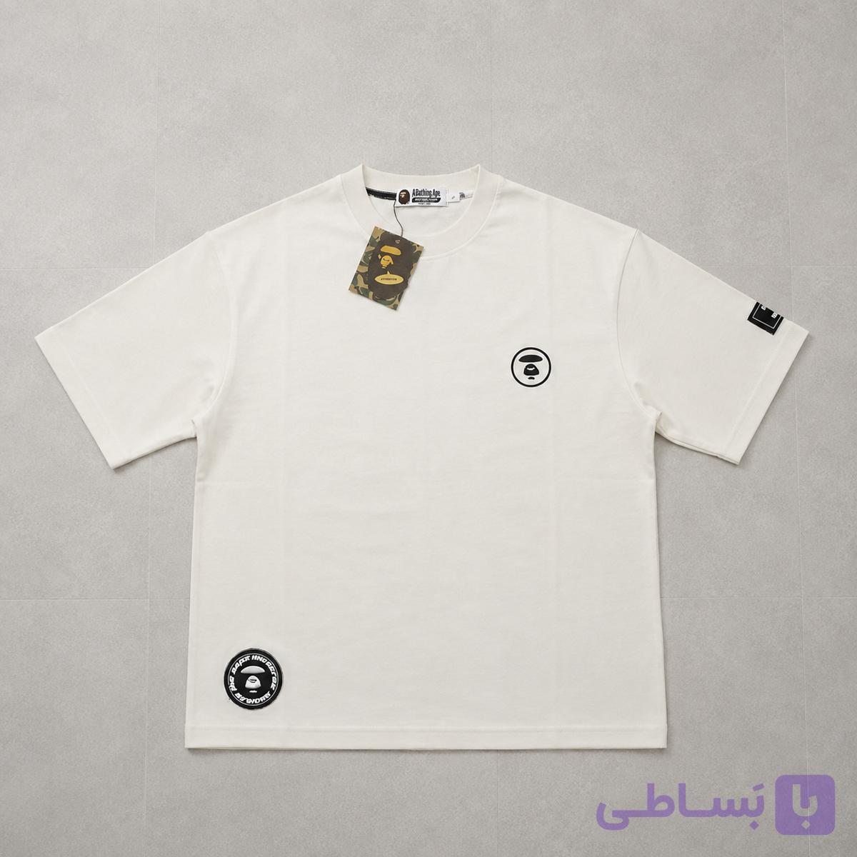 تیشرت مینیمال رنگ کرم گلدوزی شده