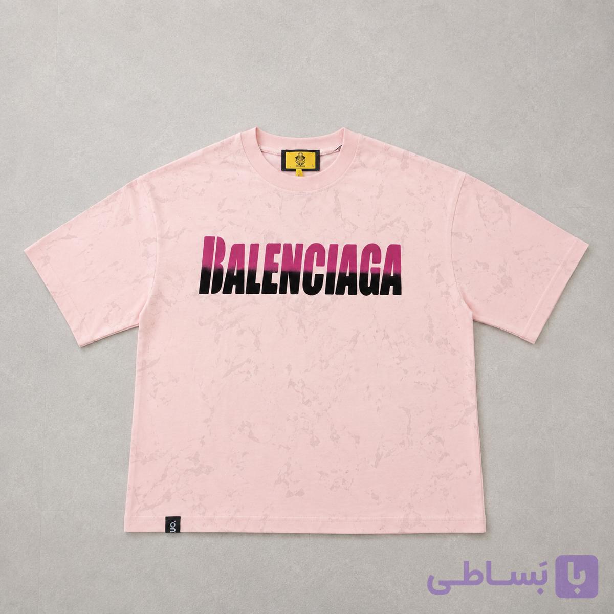 تیشرت صورتی بالنسیاگا جنس گرم بالا سایز L الی 3Xl