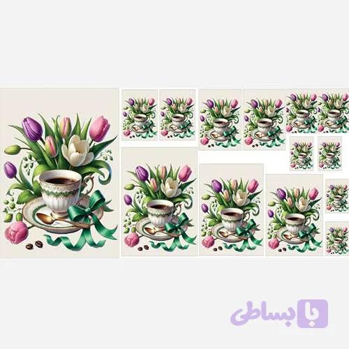 نیم ست سرویس-پاپیون سبز