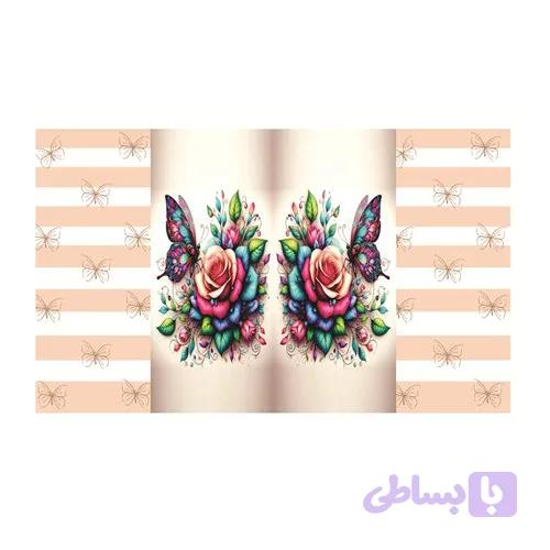 دستمال جیبی-گل و پروانه