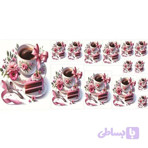 نیم ست سرویس-فنجان سفید و کیک