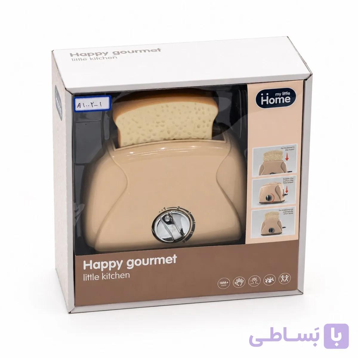 توستر اسباب‌بازی هپی گورمت مدل Little Kitchen با نان نمایشی (نقش‌آفرینی آشپزخانه)