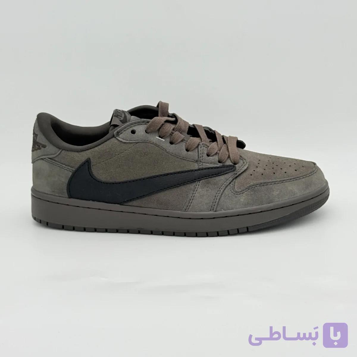 کتونی نایک ایر جردن ۱ لو تراویس اسکات قهوه‌ای مخملی | Nike Air Jordan 1 Low Travis Scott Dark Mocha — تصویر 1