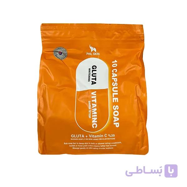 صابون شستشو جوانساز صورت و بدن فیل سکین مدل VITAMINC مناسب برای انواع پوست وزن 105 گرم بسته 10 عددی — تصویر 1