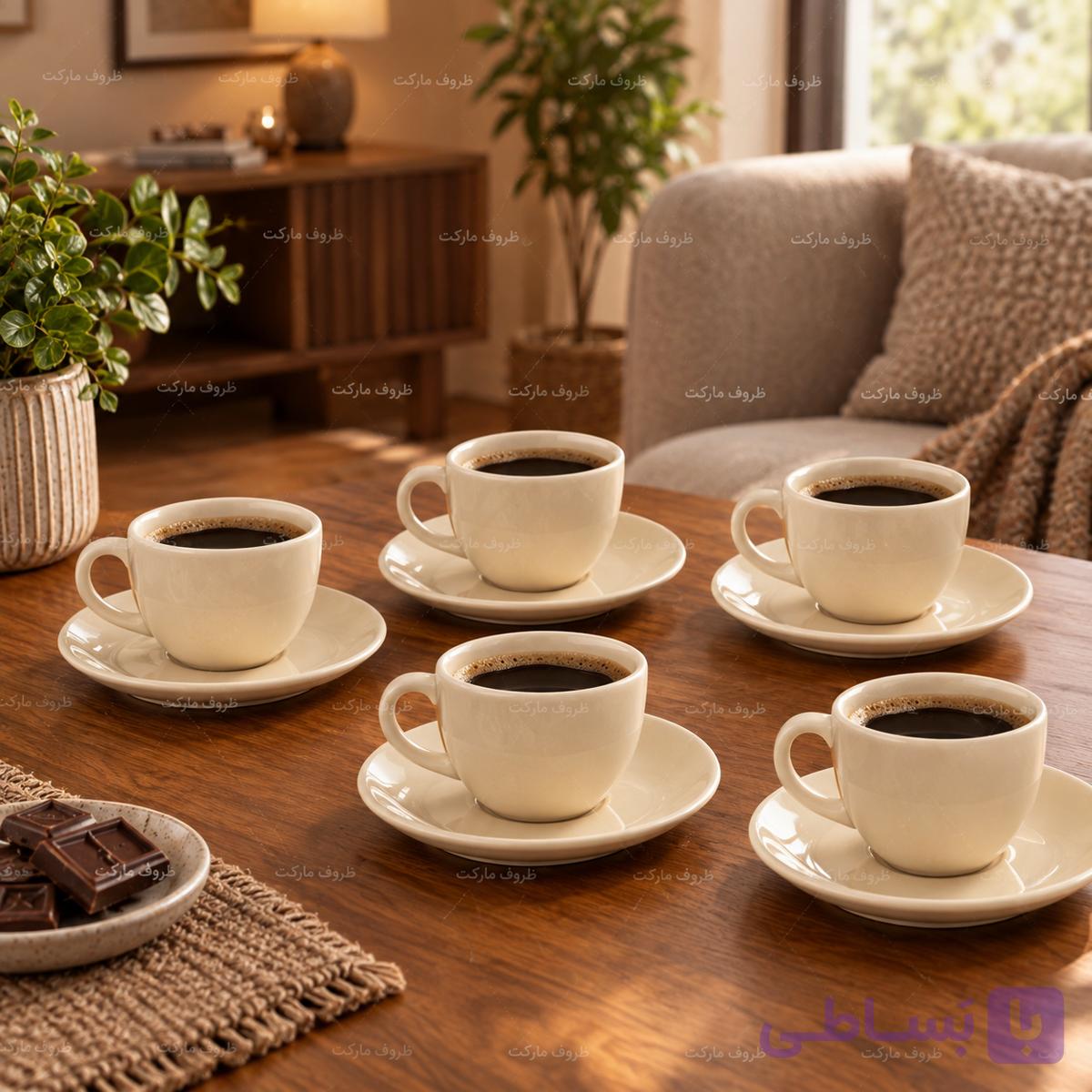 سرویس چای‌خوری ۱۲ پارچه استخوانی براق