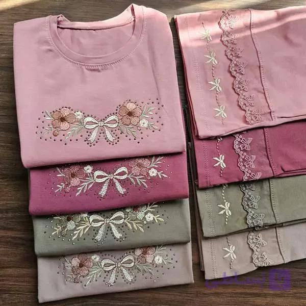 ست بلوز شلوار گلدوزی دخترانه بچه گانه کد 2871 — تصویر 1