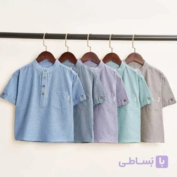 پیراهن پسرانه مجلسی لینن پنبه یقه دیپلمات کد 2870 — تصویر 1
