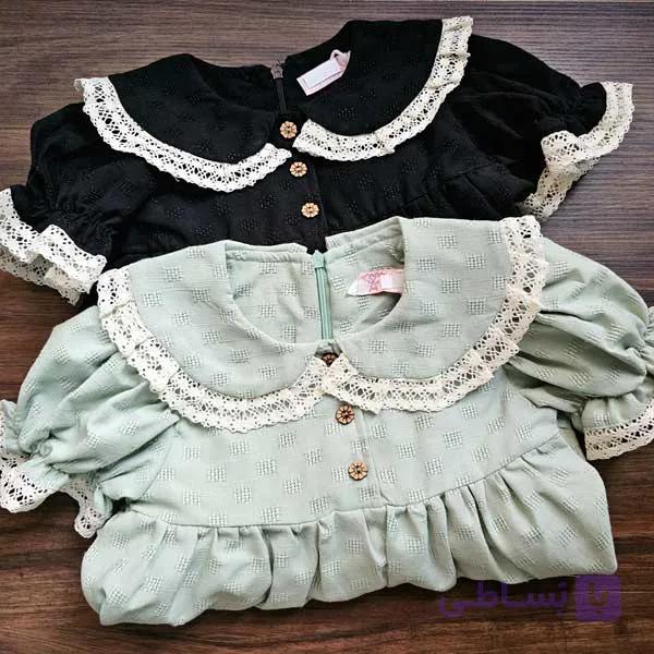 پیراهن بچه گانه چین دار یقه ب ب کد 2803 — تصویر 1