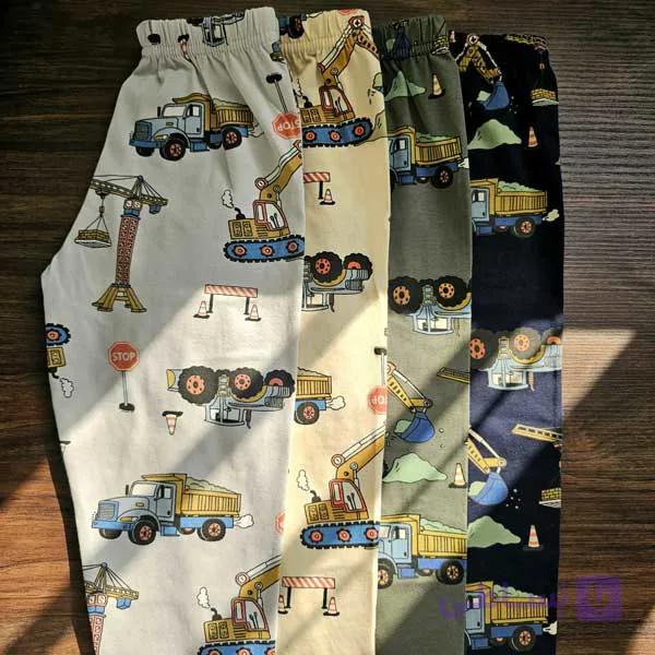 شلوار راحتی پنبه بچه گانه طرح ماشین و تراکتور کد 2841 — تصویر 1