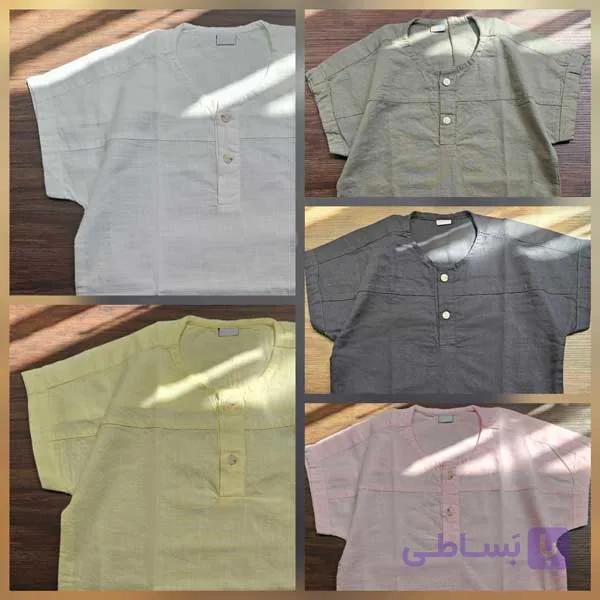 پیراهن مجلسی بچه گانه لینن یقه گرد دو دکمه کد 851 — تصویر 1