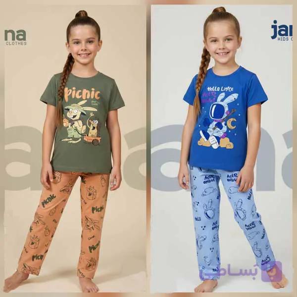 بلوز شلوار پنبه بچه گانه طرح فانتزی جانا کد 2855 — تصویر 1