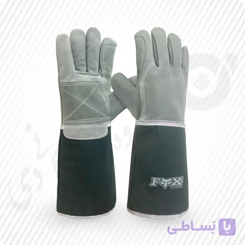 دستکش جوشکاری تمام چرم دوبل ساق برزنتی ( کد: 415 )