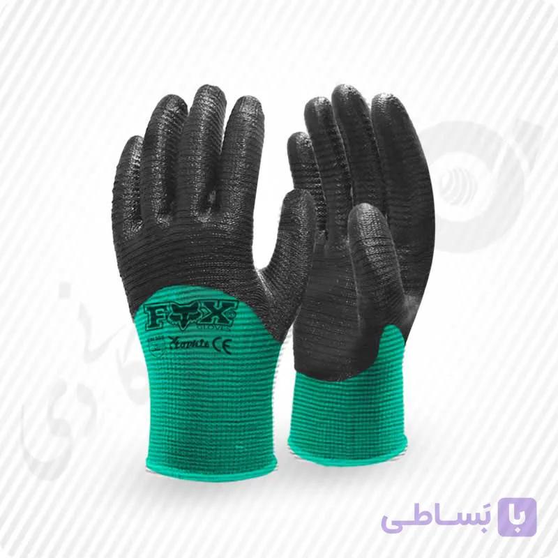 دستکش ایمنی نیم مواد نیتریل شیاری FOX ( کد: 1257 ) — تصویر 1