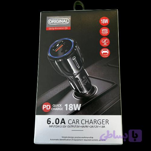 شارژر فندکی فست و PD دو پورت مدل TE-348PD 18W سفید