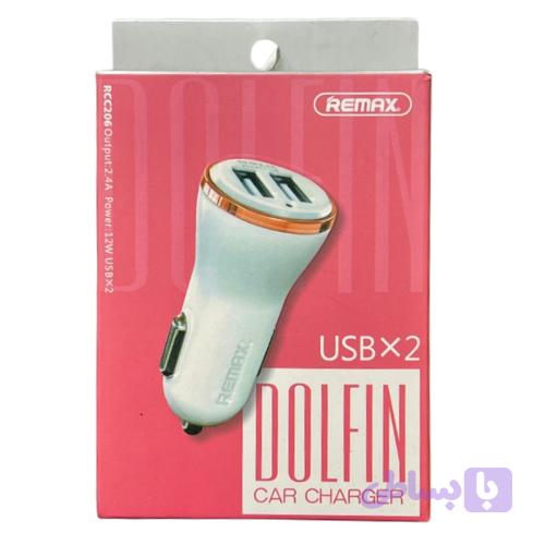 شارژر فندکی خودرو ریمکس مدل Dolphin RCC206 دو پورت USB با توان ۱۲ وات — تصویر 1