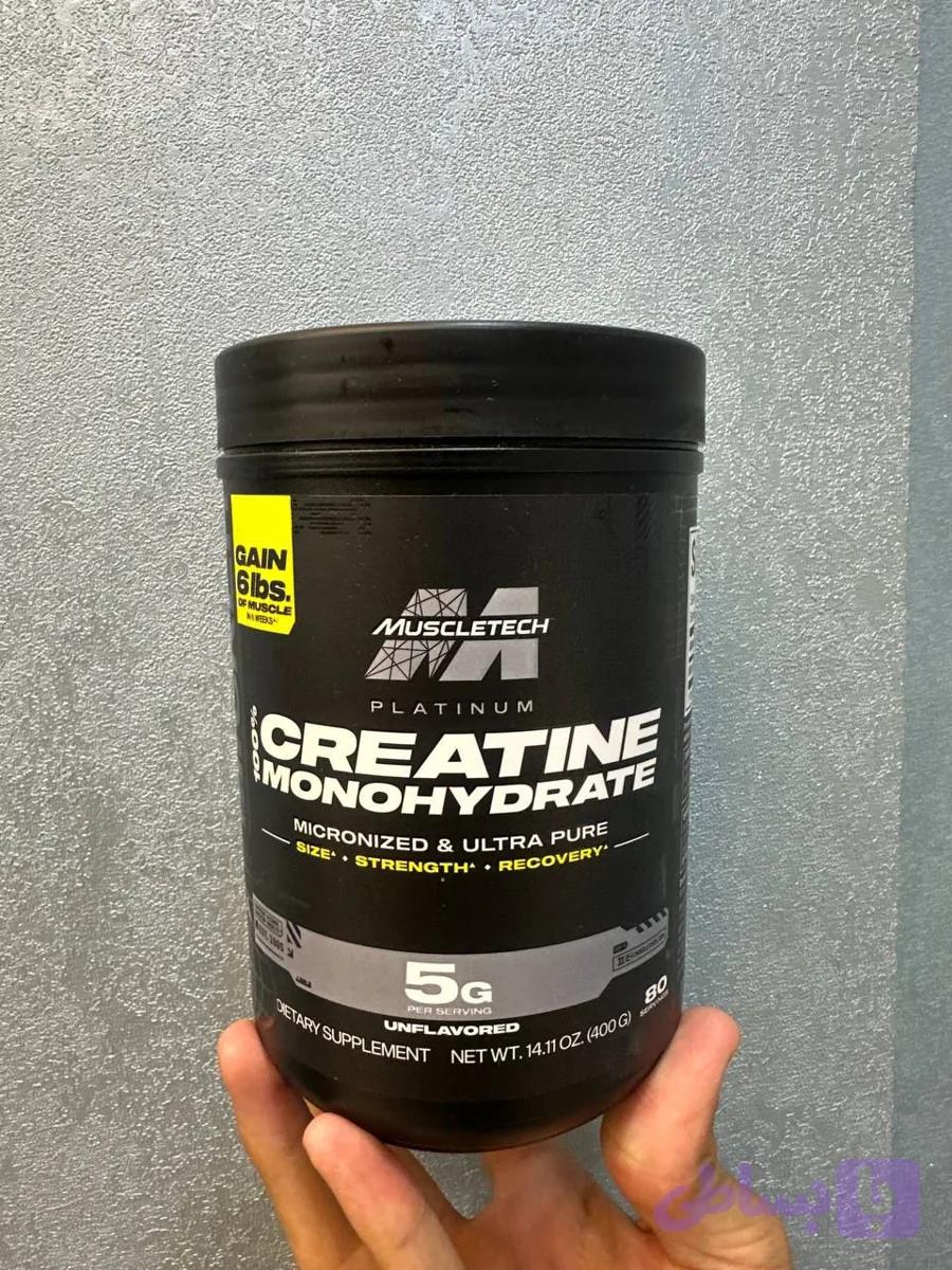 پودر کراتین مونوهیدرات ۱۰۰٪ ماسل‌تک (MuscleTech Platinum 100% Creatine) – وزن ۴۰۰ گرم — تصویر 1