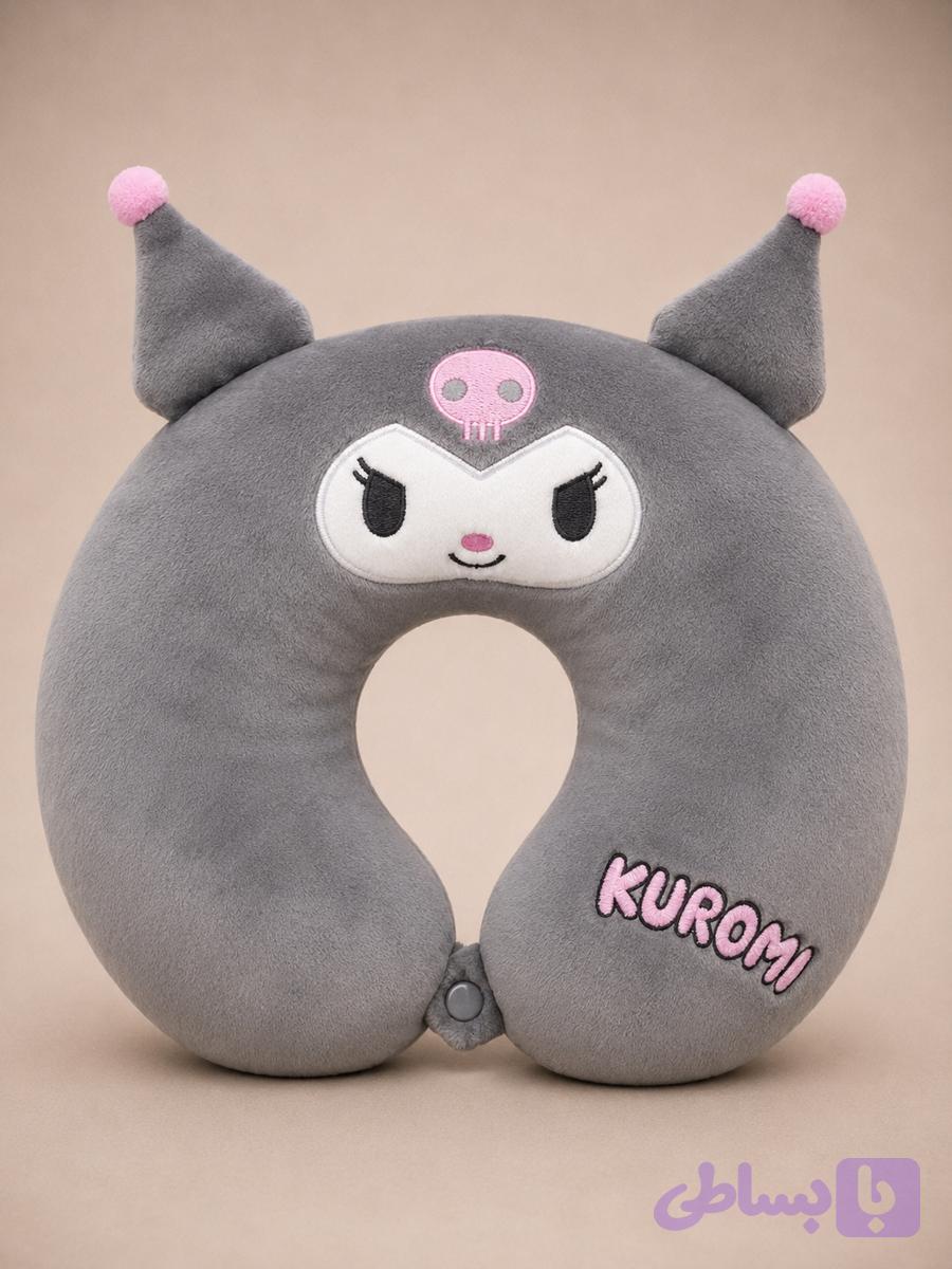 بالش دور گردنی کلاه‌دار کورومی (Kuromi) نرم و فانتزی