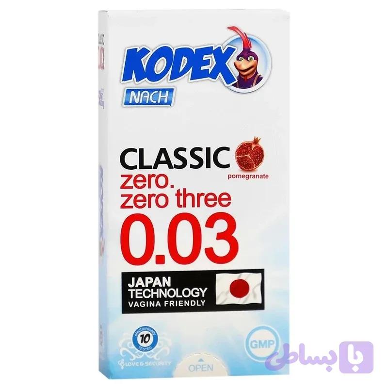 کاندوم کلاسیک ناچ کدکس مدل 0.03 با رایحه انار ۱۰ عددی