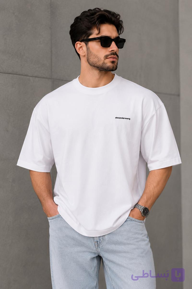 تیشرت مردانه یقه گرد اورسایز مینیمال پارچه ماکان alexander