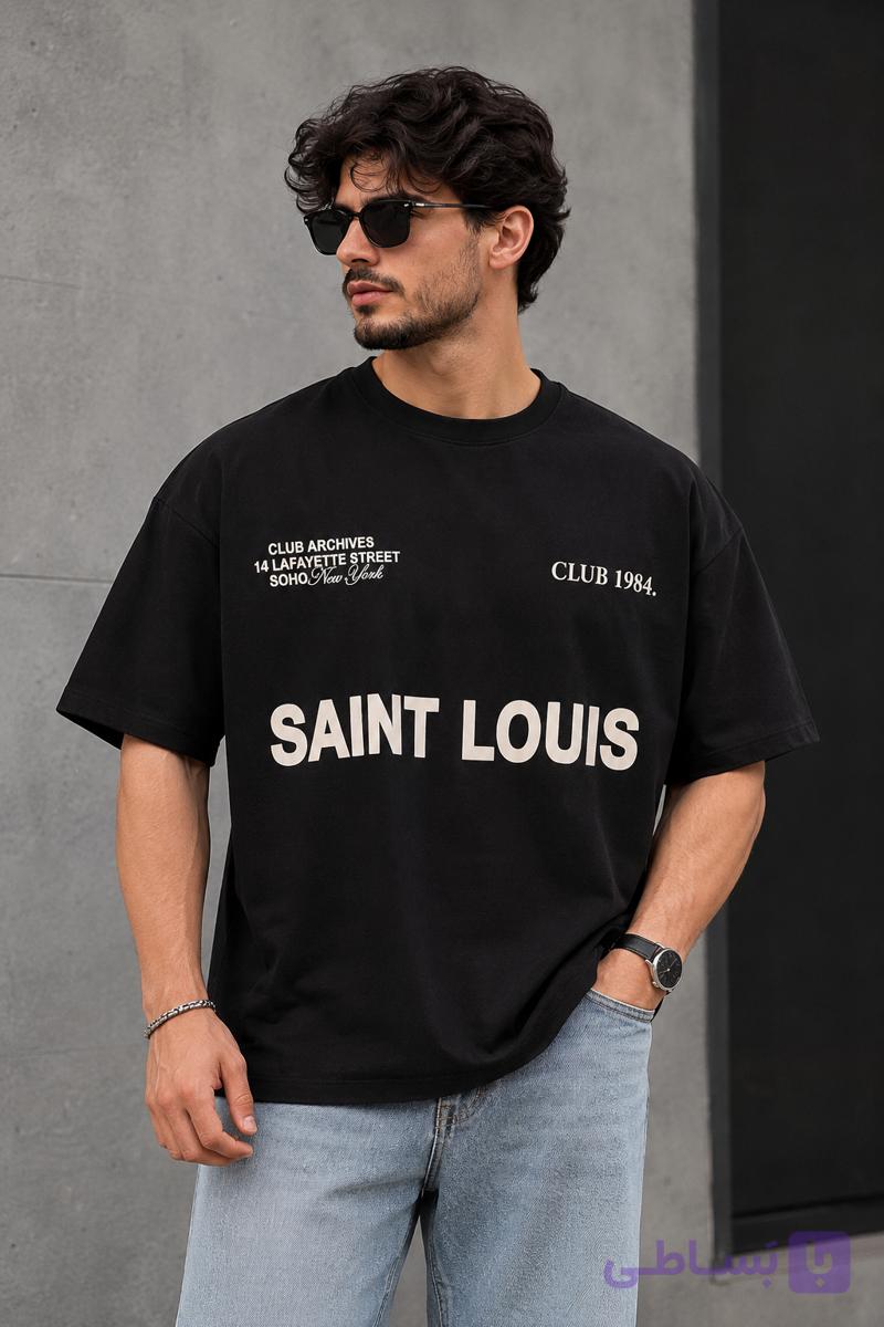 تیشرت مردانه یقه گرد اورسایز پارچه ماکان طرح saint louis