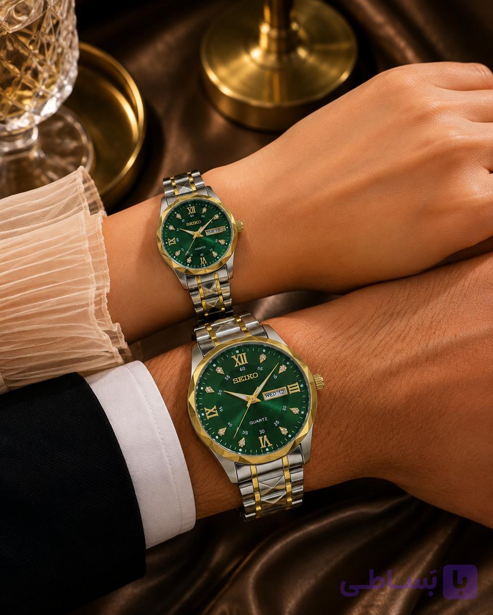ساعت مردانه و زنانه سیکو بند استیل صفحه شیشه تراش ( الماسی )