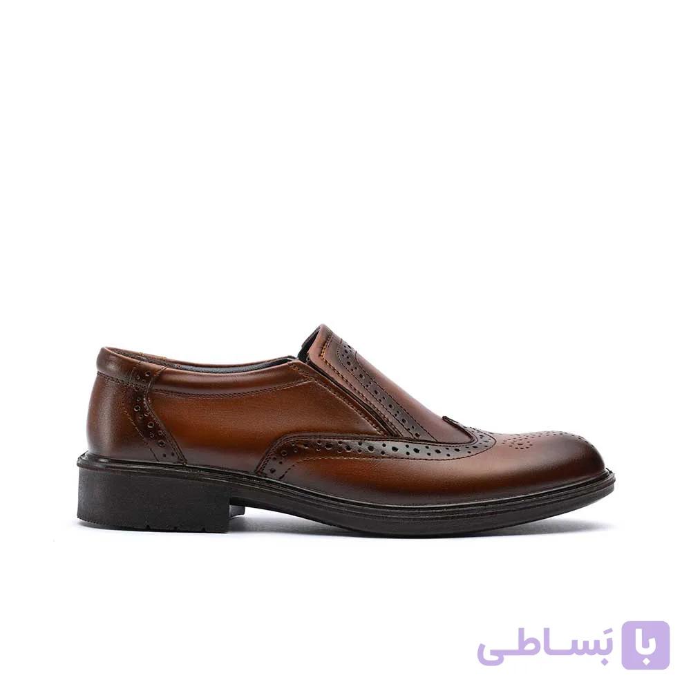 کفش مجلسی چرم تبریز تورین نیم پاشنه بی بند زیره تزریق — تصویر 1