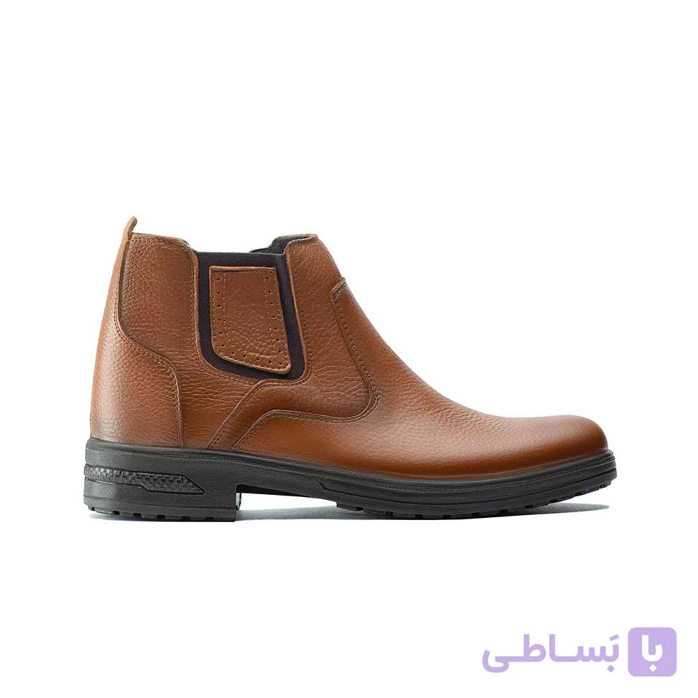 پوتین مردانه چرم تبریز مدل ارمغان افسری بی بند زیره تزریق پی یو — تصویر 1