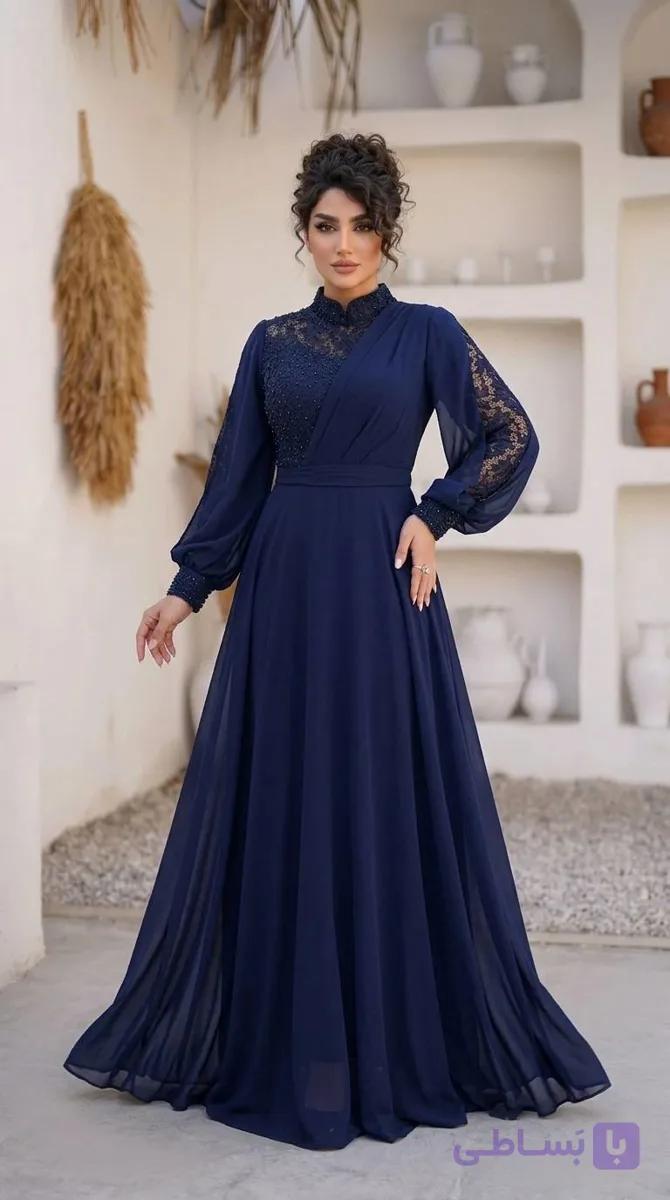 پیراهن مجلسی پوشیده سایز بزرگ مدل ترانه — تصویر 1
