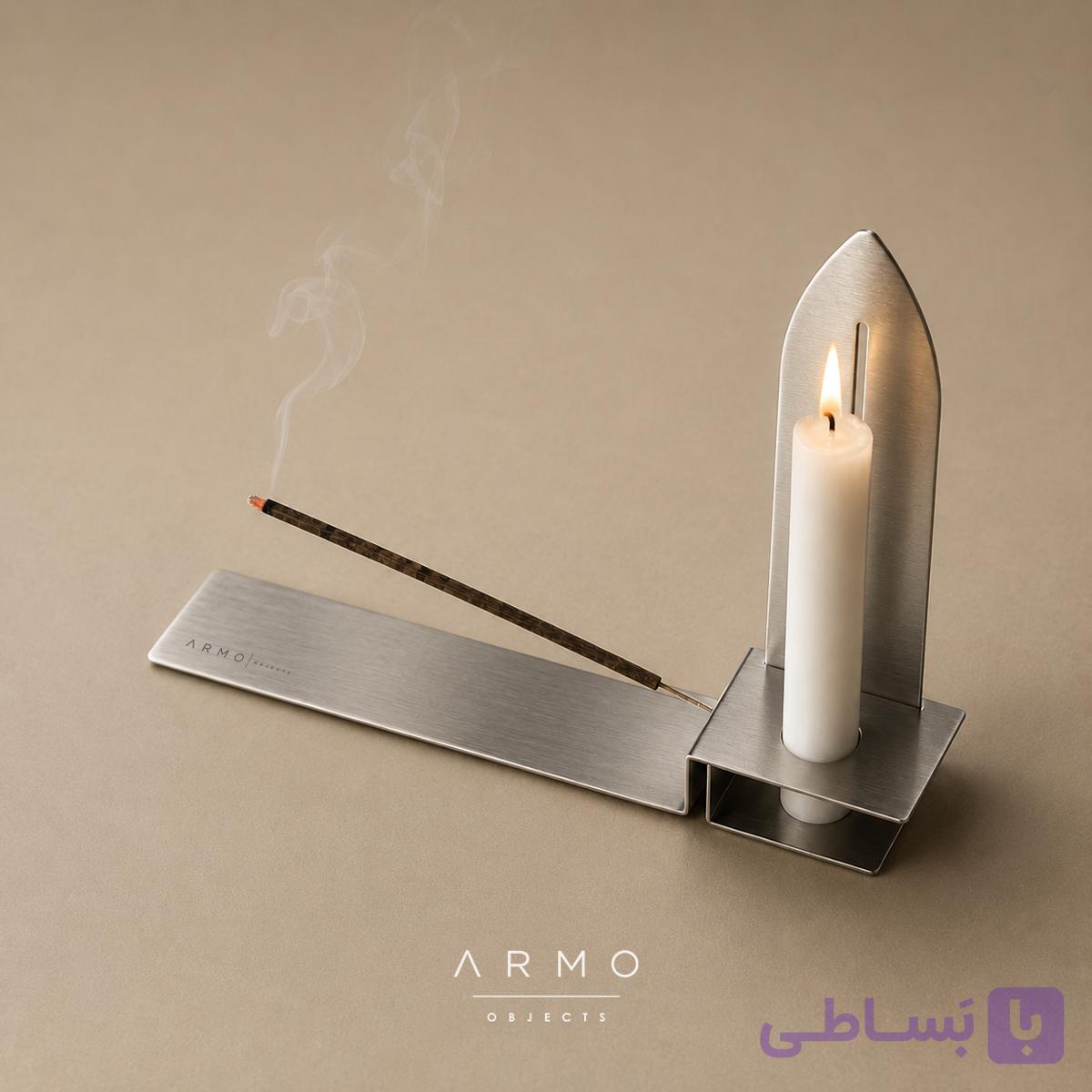 جا شمعی و جا عودی استیل مینیمال ARMO-02B