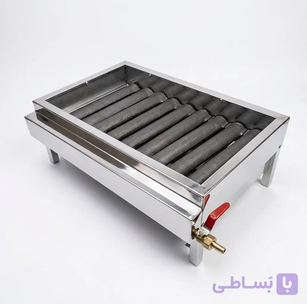 کباب پز استیل 9 شعله 60سانتی (چدنی)